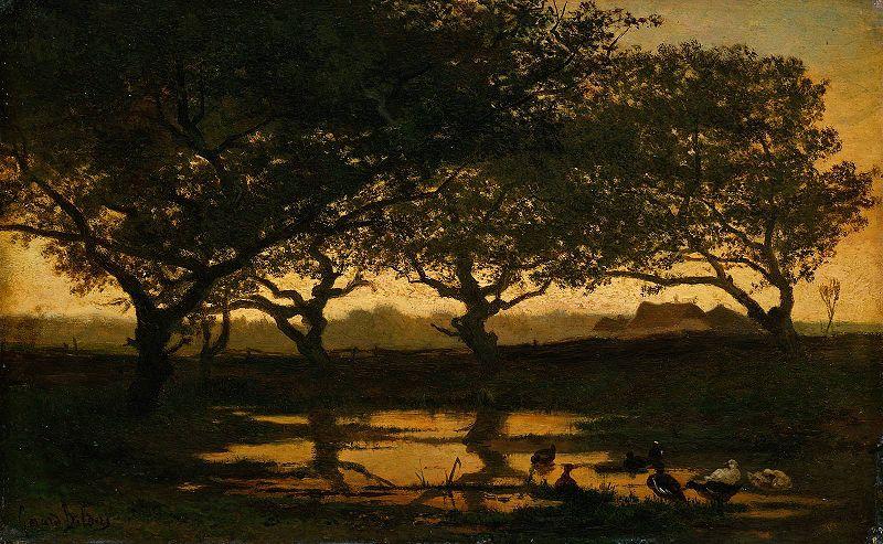 Gerard Bilders Woodland pond at sunset